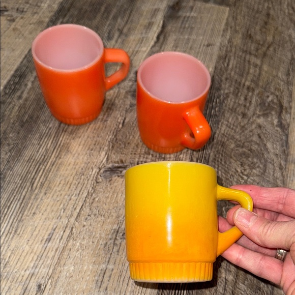 Anchor Hocking Fire King Vibrant Mug Set - 2 Orange 1 Yellow - Picture 4 of 7
